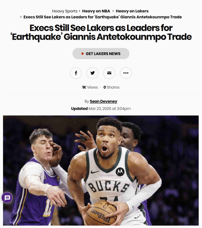 湖人瞄准字母哥组建双核冲击西部王座